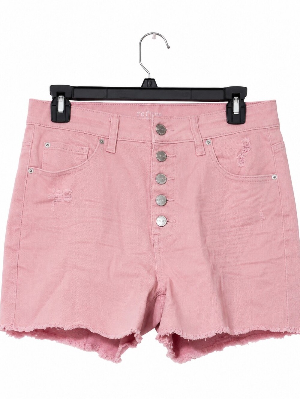 Time and Tru Dusty Pink High-Rise Button-Fly Jean Shorts